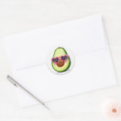 Kawaii Avocado Heart Sunglasses Sticker ラウンドシール (封筒)