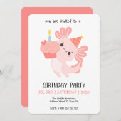 Kawaii Axolotl Birthday Party Invitation 招待状 (正面/裏面)