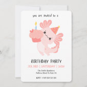 Kawaii Axolotl Birthday Party Invitation 招待状 (正面)