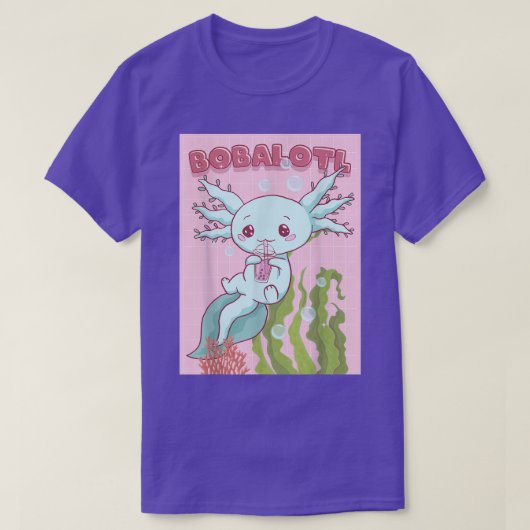 Kawaii Axolotl Boba Bubble Tea Japanese Aesthetic  Tシャツ (デザイン正面)