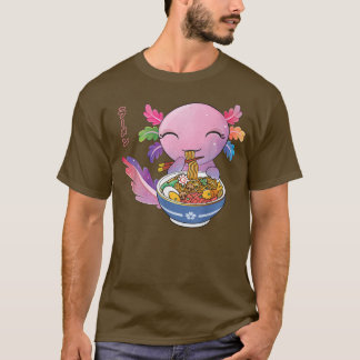Kawaii Axolotl Eating Ramen Japanese Noodles Anime Tシャツ