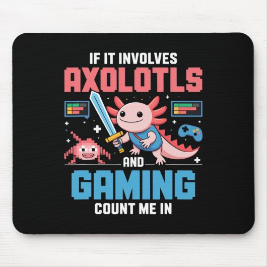 Kawaii Axolotl Gamer Shirt For Boys Girls Anime  マウスパッド (正面)