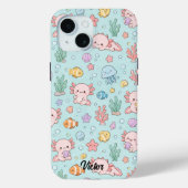 Kawaii Axolotl Ocean Pattern Phone Case Case-Mate iPhoneケース (裏面)
