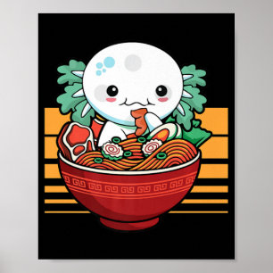 Kawaii Axolotl Ramen Japanese Anime Gift Kids Girl ポスター