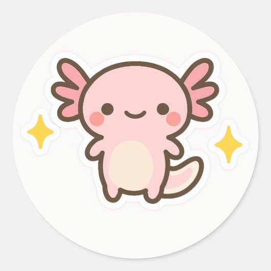 Kawaii Axolotl Sticker ラウンドシール (正面)