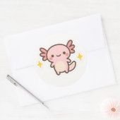 Kawaii Axolotl Sticker ラウンドシール (封筒)
