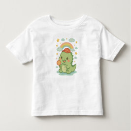 Kawaii Baby Dino with Candy Popsicle 🍭🦖☁️☀️ トドラーTシャツ