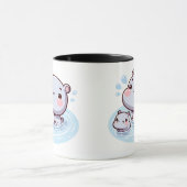 Kawaii Baby Hippos Swimming Mug Design マグカップ (中央)