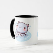 Kawaii Baby Hippos Swimming Mug Design マグカップ (正面左)