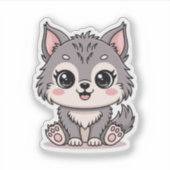 Kawaii Baby Wolf Animal Sticker シール (正面)