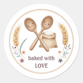 Kawaii Baked With Love Bakery Label | Cute Baking ラウンドシール