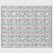 Kawaii Balloons Bunny Cherry Blossoms Pattern ラッピングペーパー (フラット)
