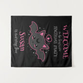 Kawaii Bat Halloween Birthday Party タペストリー (正面(横))