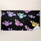 Kawaii Bats – Cute Gothic Pattern ビーチタオル (正面)