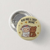 Kawaii Bear and Sheep Best Friends Cute Pin Button 缶バッジ (正面&裏面)