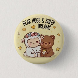 Kawaii Bear and Sheep Best Friends Cute Pin Button 缶バッジ