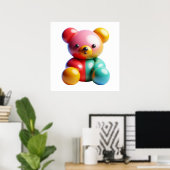 Kawaii Bear Doll Wall Art Poster for Soft Cute Bed ポスター (ホームオフィス)