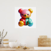 Kawaii Bear Doll Wall Art Poster for Soft Cute Bed ポスター (キッチン)