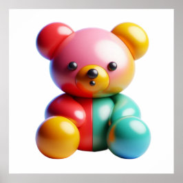 Kawaii Bear Doll Wall Art Poster for Soft Cute Bed ポスター