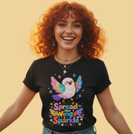 Kawaii Bird Spread Wings Sparkle Quote Tシャツ