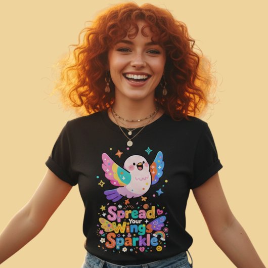 Kawaii Bird Spread Wings Sparkle Quote Tシャツ