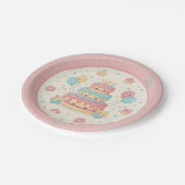 Kawaii Birthday - Cute Cake and Cupcakes ペーパープレート (アングル)