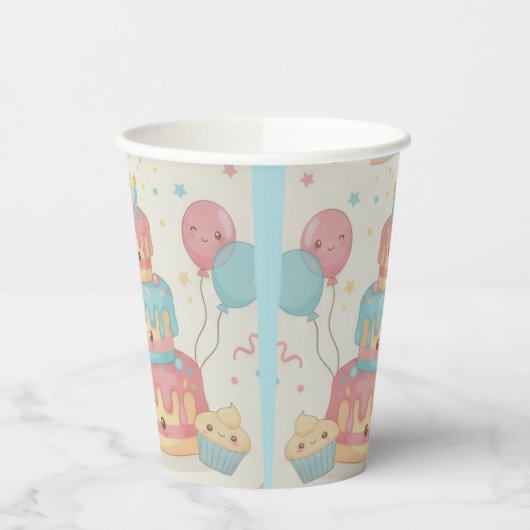 Kawaii Birthday - Cute Cake and Cupcakes 紙コップ (左)