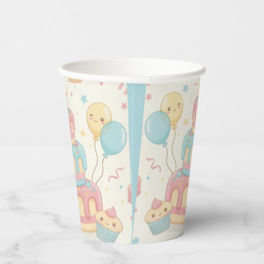 Kawaii Birthday - Cute Cake and Cupcakes 紙コップ (右)