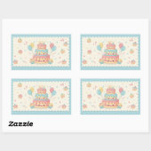 Kawaii Birthday - Cute Cake and Cupcakes 長方形シール (シート)