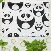 Kawaii Black and White Panda Pattern キッチンタオル (折り畳み)