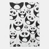 Kawaii Black and White Panda Pattern キッチンタオル (縦)