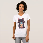 Kawaii Black Cat Sipping Boba Tea - Cute Anime Tシャツ (正面フル)