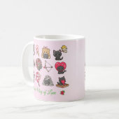 Kawaii Black Cat Valentine Mug – Purrfect Love コーヒーマグカップ (正面左)