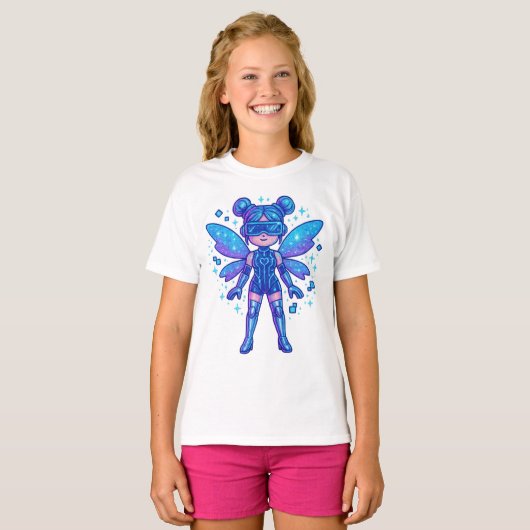 Kawaii Blue Fairy – Cute Magical T-shirt Tシャツ (正面フル)