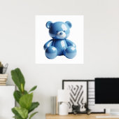 Kawaii Blue Teddy Bear Wall Art Poster for Cozy Pa ポスター (ホームオフィス)