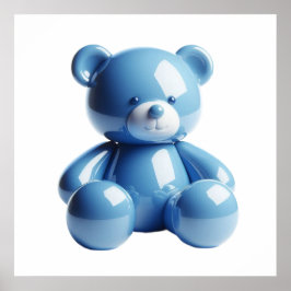 Kawaii Blue Teddy Bear Wall Art Poster for Cozy Pa ポスター