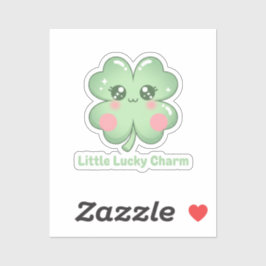 Kawaii Blushing Four Leaf Clover Lucky Charm シール