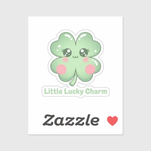 Kawaii Blushing Four Leaf Clover Lucky Charm シール (シート)