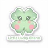 Kawaii Blushing Four Leaf Clover Lucky Charm シール (正面)