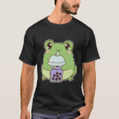 Kawaii Boba Frog Froggy Taro Bubble Pearl Milk Tea Tシャツ (正面)