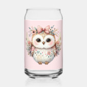 Kawaii Boho Owl Illustration ガラス缶 (裏面)