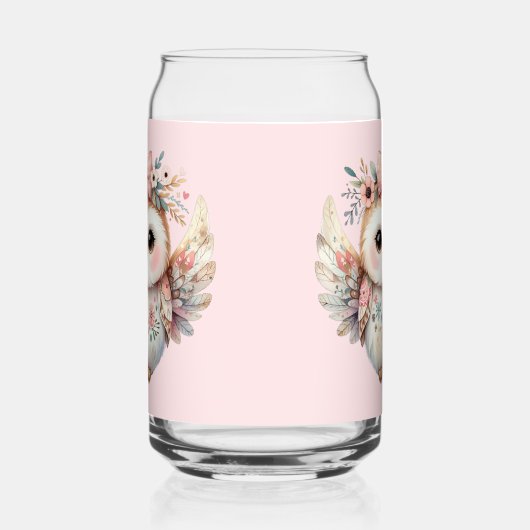 Kawaii Boho Owl Illustration ガラス缶 (左)