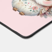 Kawaii Boho Owl Illustration Pink デスクマット (コーナー)
