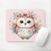 Kawaii Boho Owl Illustration Pink マウスパッド (マウス)