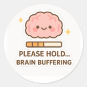 Kawaii Brain Buffering Sticker ラウンドシール (正面)