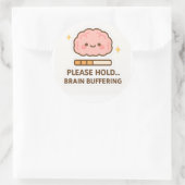 Kawaii Brain Buffering Sticker ラウンドシール (バッグ)
