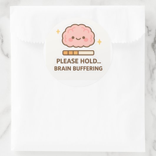 Kawaii Brain Buffering Sticker ラウンドシール (バッグ)