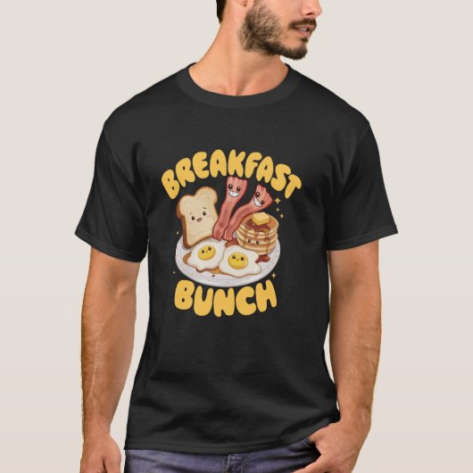 Kawaii Breakfast Bunch Pancake Bacon and Eggs Tシャツ (正面)