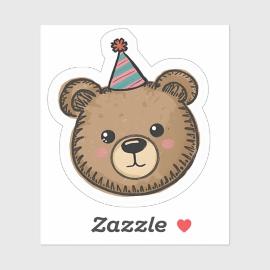 Kawaii Brown Bear Party Sticker シール (シート)