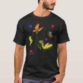 Kawaii Bugs Insect Ladybug Bee Mantis Butterfly fo Tシャツ (正面)